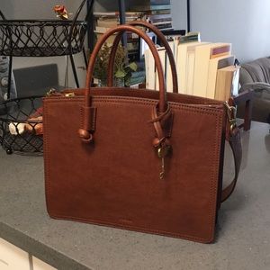 Fossil bag - dark cognac leather